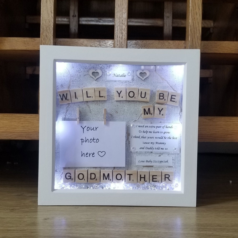 Will you be my Godmother, Godmother proposal frame, Will you be my godparents, Godparents proposal, Christening gift, gift for godparents